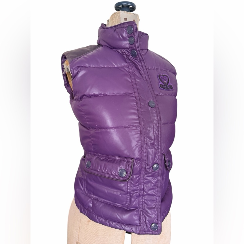 Vintage COACH Poppy Y2K Purple Quilted Puffer Vest XS
